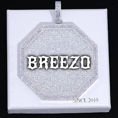 CUSTOM LETTER NECKLACE 3D BIG OCTAGON sold by The GUU Shop