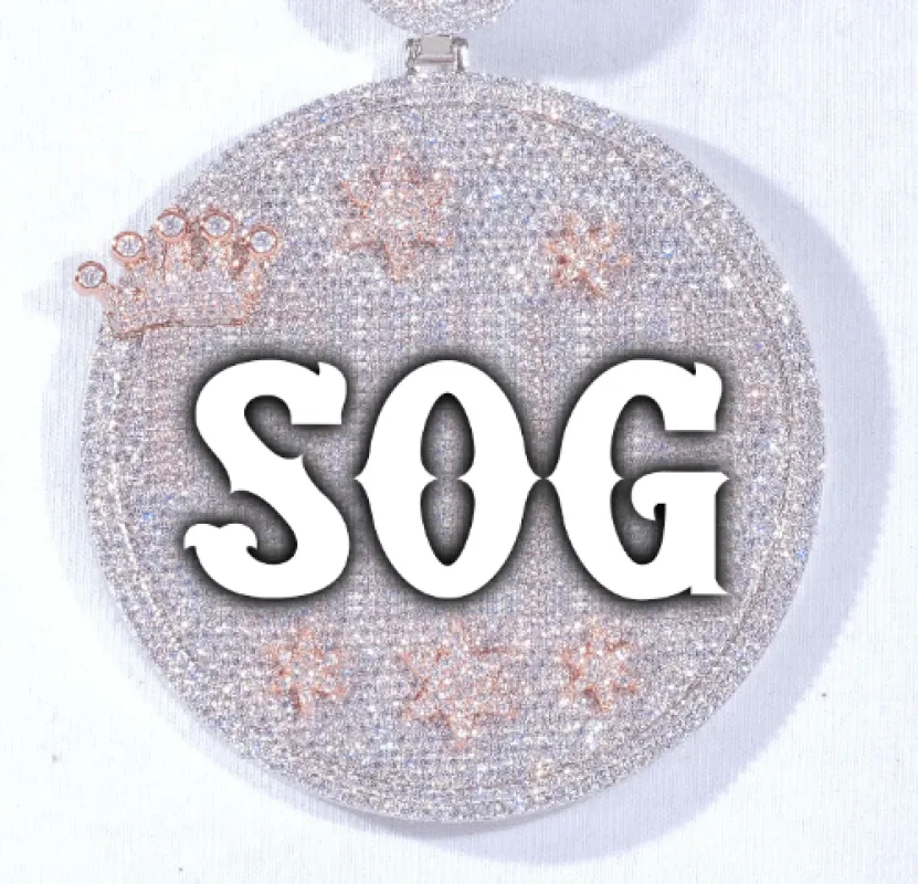 CUSTOM LETTER NECKLACE 3D BIG CROWN DISC sold by The GUU Shop