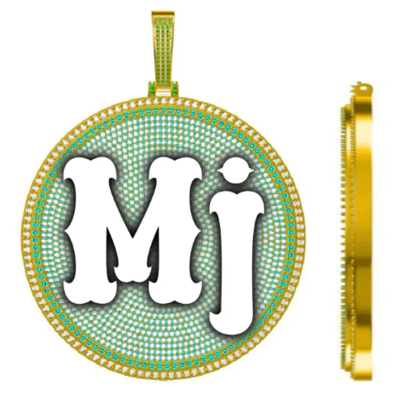 CUSTOM LETTER NECKLACE 3D BIG DISC sold by The GUU Shop