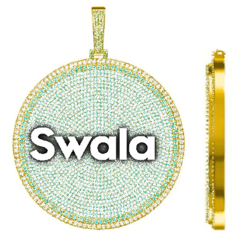 CUSTOM LETTER NECKLACE 3D BIG DISC sold by The GUU Shop