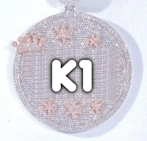 CUSTOM LETTER NECKLACE 3D BIG CROWN DISC sold by The GUU Shop