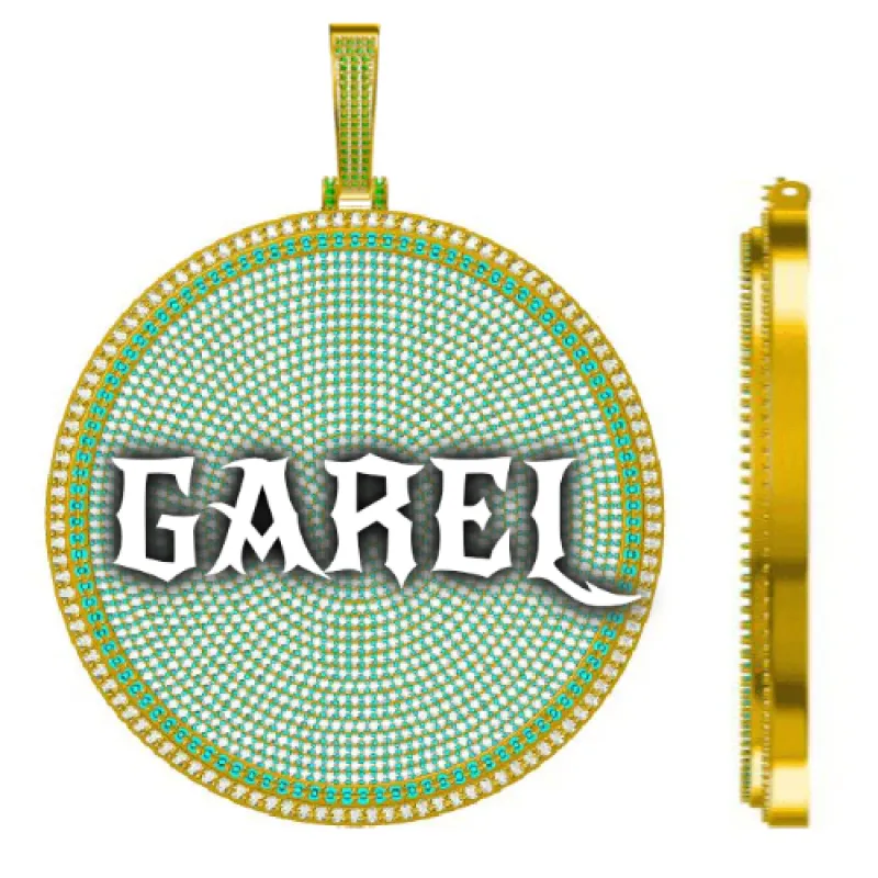 CUSTOM LETTER NECKLACE 3D BIG DISC sold by The GUU Shop