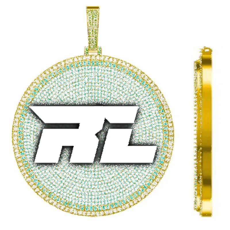 CUSTOM LETTER NECKLACE 3D BIG DISC sold by The GUU Shop