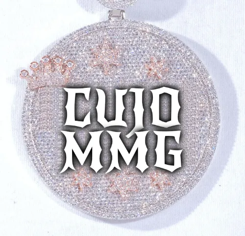 CUSTOM LETTER NECKLACE 3D BIG CROWN DISC sold by The GUU Shop