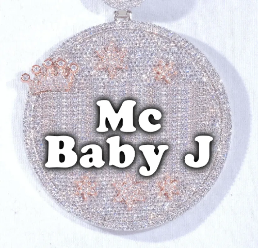 CUSTOM LETTER NECKLACE 3D BIG CROWN DISC sold by The GUU Shop