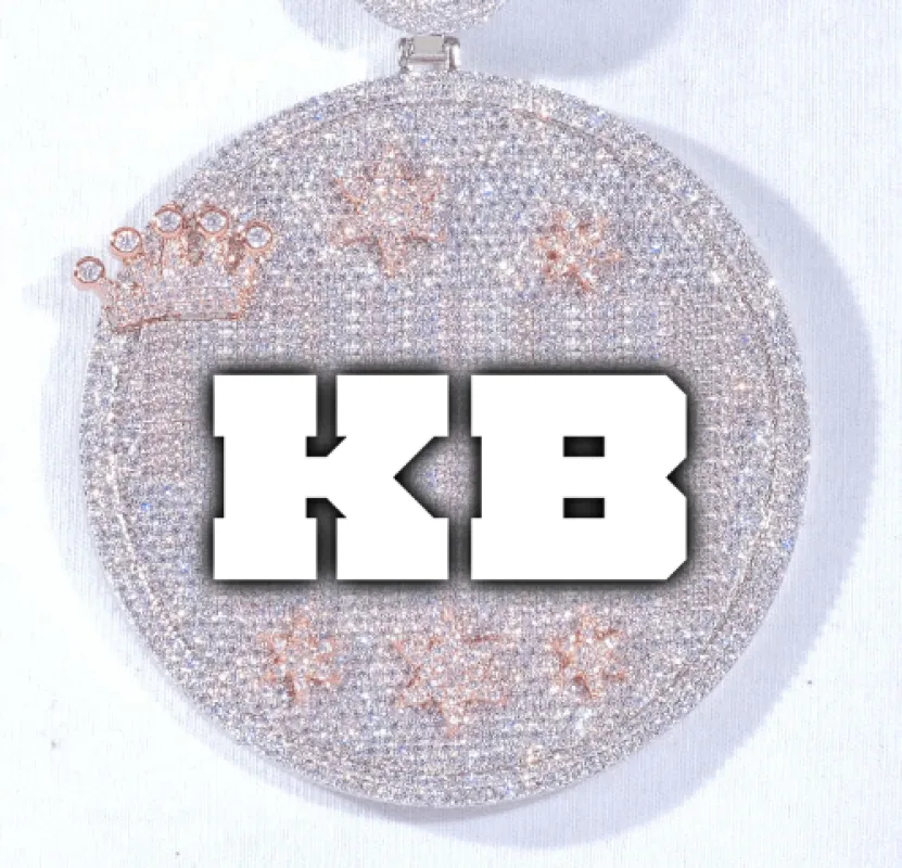 CUSTOM LETTER NECKLACE 3D BIG CROWN DISC sold by The GUU Shop