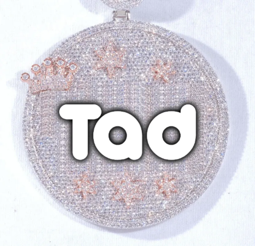 CUSTOM LETTER NECKLACE 3D BIG CROWN DISC sold by The GUU Shop