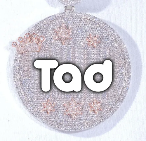 CUSTOM LETTER NECKLACE 3D BIG CROWN DISC sold by The GUU Shop