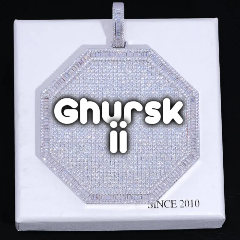 CUSTOM LETTER NECKLACE 3D BIG OCTAGON sold by The GUU Shop