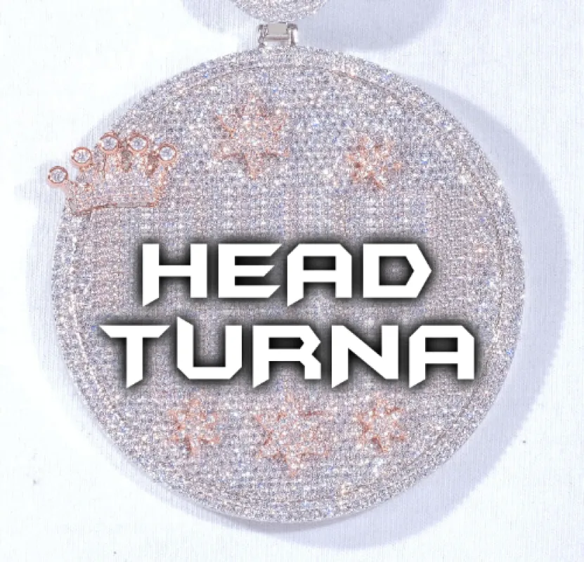 CUSTOM LETTER NECKLACE 3D BIG CROWN DISC sold by The GUU Shop