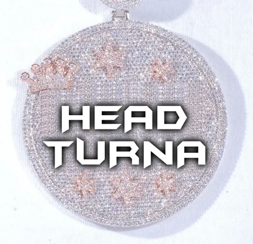 CUSTOM LETTER NECKLACE 3D BIG CROWN DISC sold by The GUU Shop