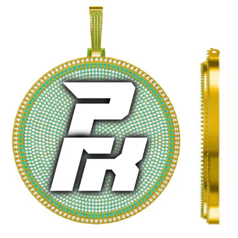 CUSTOM LETTER NECKLACE 3D BIG DISC sold by The GUU Shop