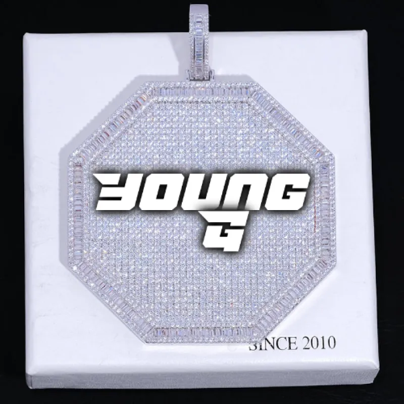 CUSTOM LETTER NECKLACE 3D BIG OCTAGON sold by The GUU Shop