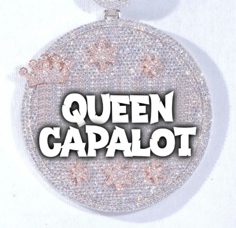 CUSTOM LETTER NECKLACE 3D BIG CROWN DISC sold by The GUU Shop