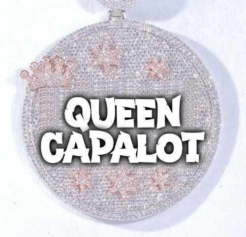 CUSTOM LETTER NECKLACE 3D BIG CROWN DISC sold by The GUU Shop