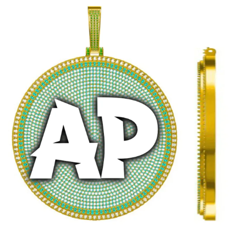 CUSTOM LETTER NECKLACE 3D BIG DISC sold by The GUU Shop