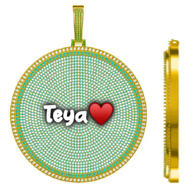 CUSTOM LETTER NECKLACE 3D BIG DISC sold by The GUU Shop