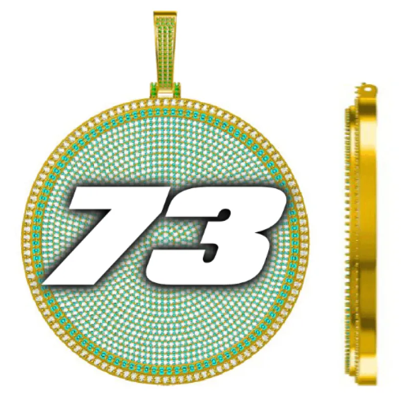 CUSTOM LETTER NECKLACE 3D BIG DISC sold by The GUU Shop