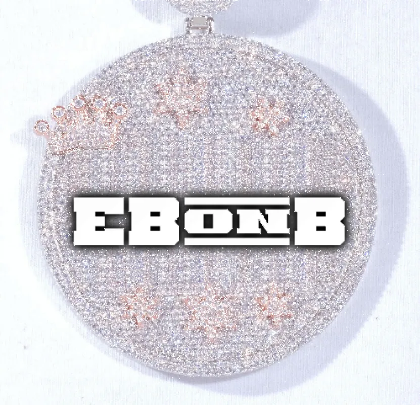 CUSTOM LETTER NECKLACE 3D BIG CROWN DISC sold by The GUU Shop