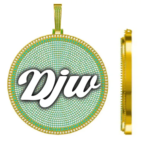 CUSTOM LETTER NECKLACE 3D BIG DISC sold by The GUU Shop