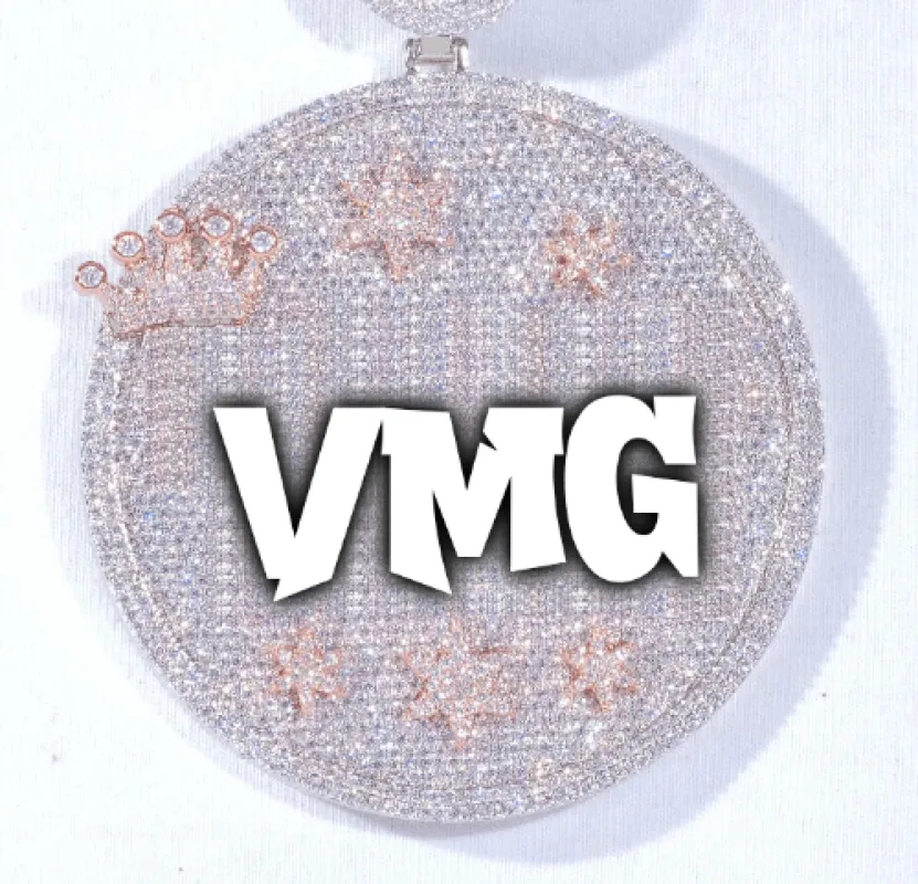 CUSTOM LETTER NECKLACE 3D BIG CROWN DISC sold by The GUU Shop