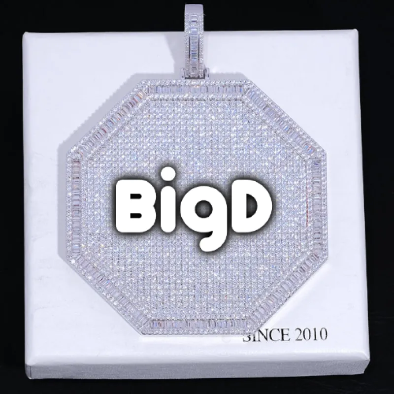 CUSTOM LETTER NECKLACE 3D BIG OCTAGON sold by The GUU Shop