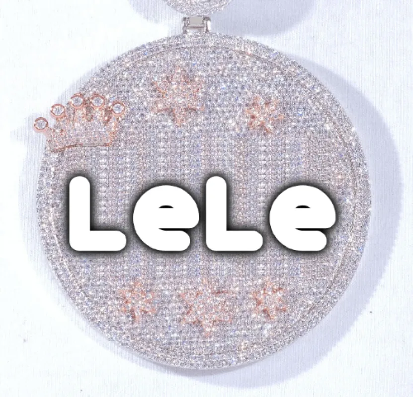 CUSTOM LETTER NECKLACE 3D BIG CROWN DISC sold by The GUU Shop