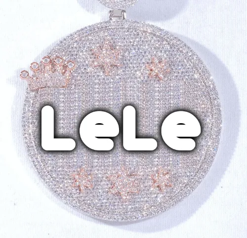 CUSTOM LETTER NECKLACE 3D BIG CROWN DISC sold by The GUU Shop