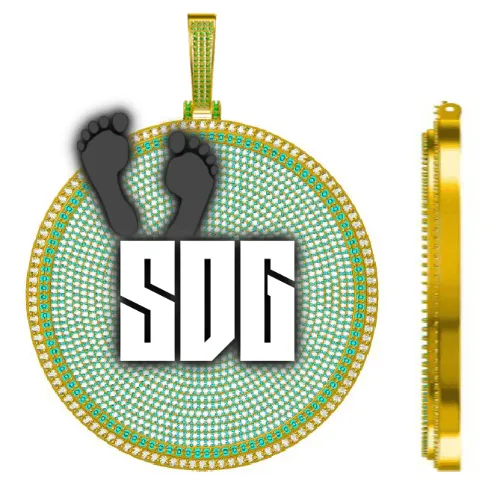 CUSTOM LETTER NECKLACE 3D BIG DISC sold by The GUU Shop