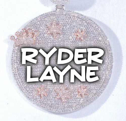 CUSTOM LETTER NECKLACE 3D BIG CROWN DISC sold by The GUU Shop