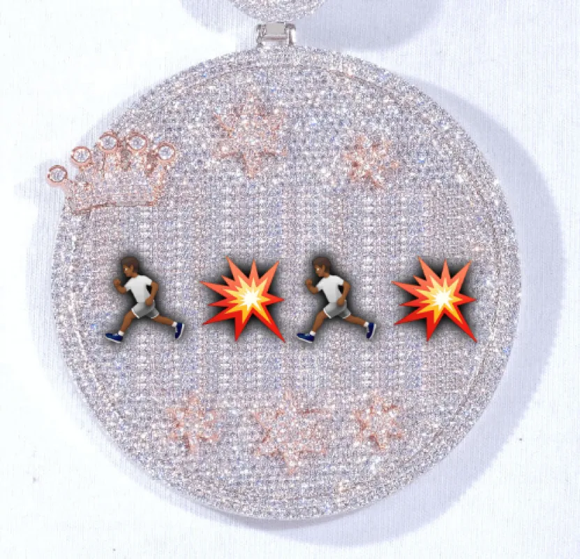 CUSTOM LETTER NECKLACE 3D BIG CROWN DISC sold by The GUU Shop