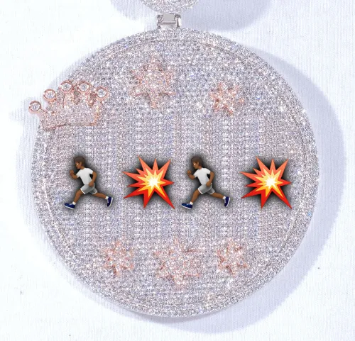 CUSTOM LETTER NECKLACE 3D BIG CROWN DISC sold by The GUU Shop