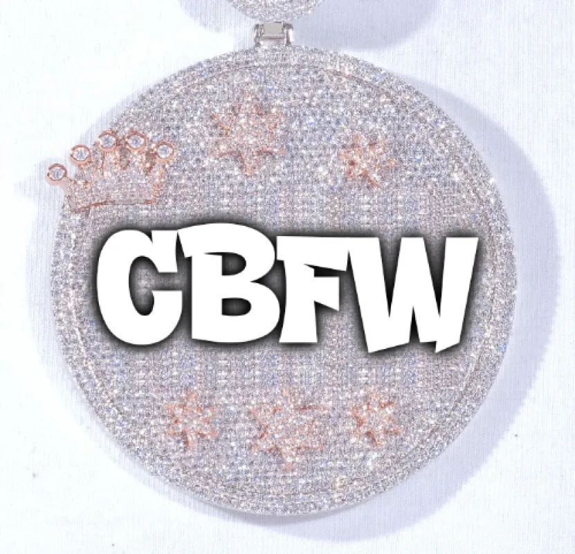 CUSTOM LETTER NECKLACE 3D BIG CROWN DISC sold by The GUU Shop