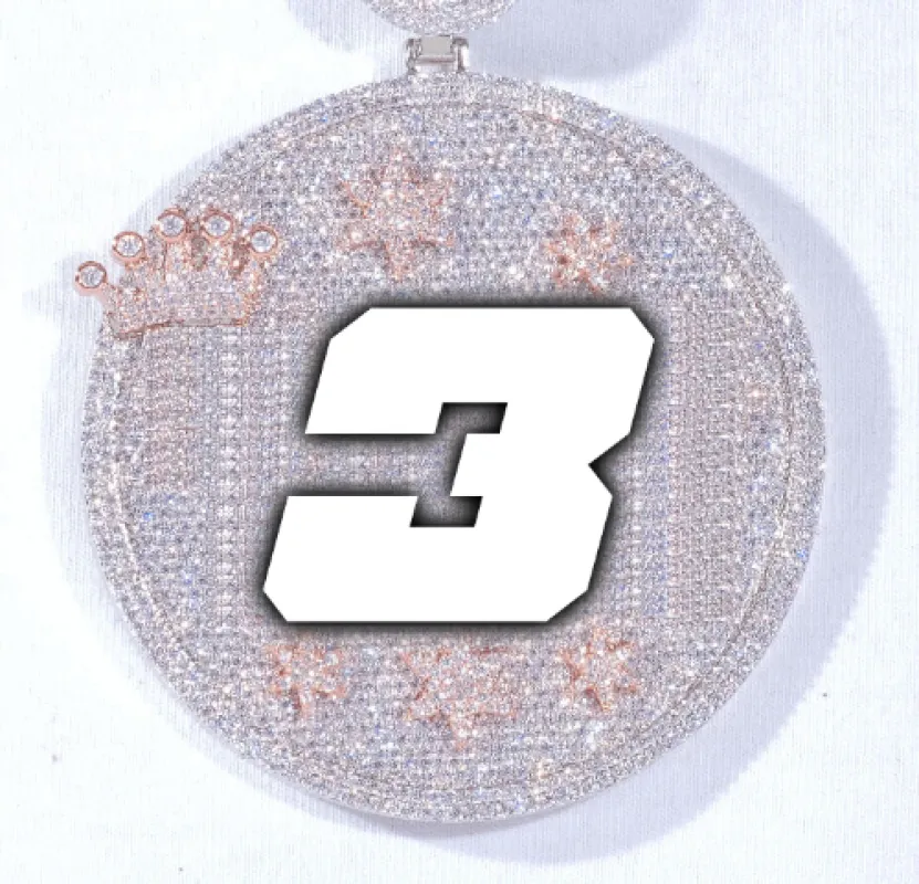 CUSTOM LETTER NECKLACE 3D BIG CROWN DISC sold by The GUU Shop