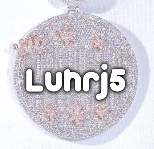 CUSTOM LETTER NECKLACE 3D BIG CROWN DISC sold by The GUU Shop