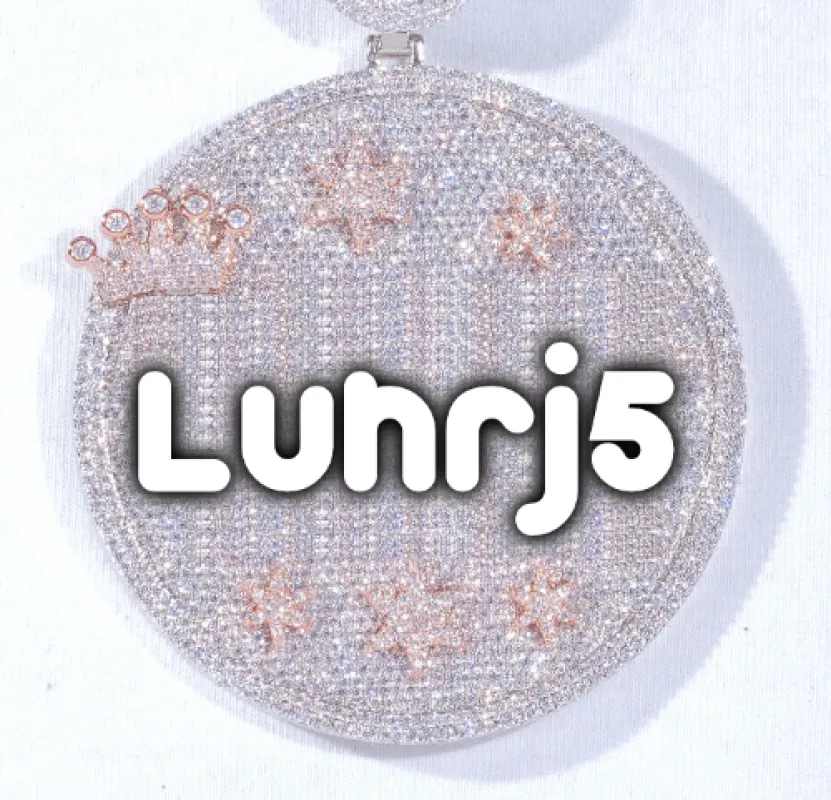 CUSTOM LETTER NECKLACE 3D BIG CROWN DISC sold by The GUU Shop