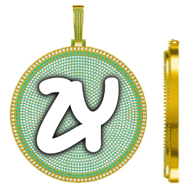 CUSTOM LETTER NECKLACE 3D BIG DISC sold by The GUU Shop