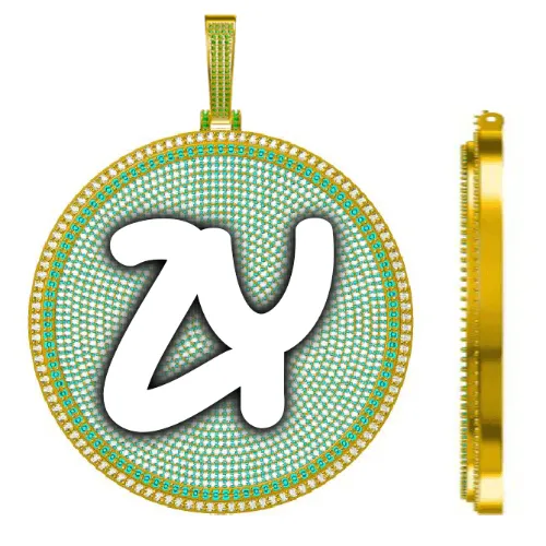 CUSTOM LETTER NECKLACE 3D BIG DISC sold by The GUU Shop