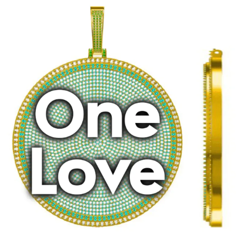 CUSTOM LETTER NECKLACE 3D BIG DISC sold by The GUU Shop