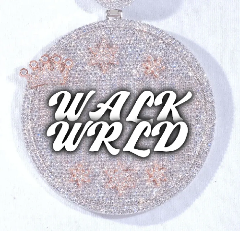 CUSTOM LETTER NECKLACE 3D BIG CROWN DISC sold by The GUU Shop