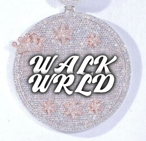 CUSTOM LETTER NECKLACE 3D BIG CROWN DISC sold by The GUU Shop