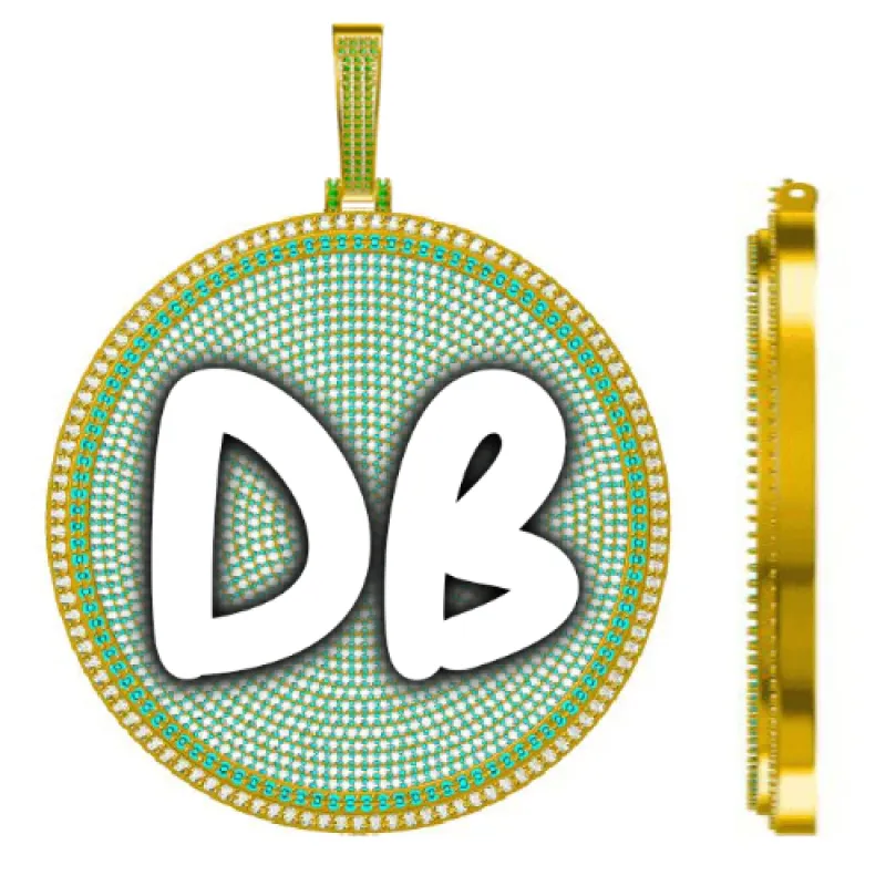 CUSTOM LETTER NECKLACE 3D BIG DISC sold by The GUU Shop