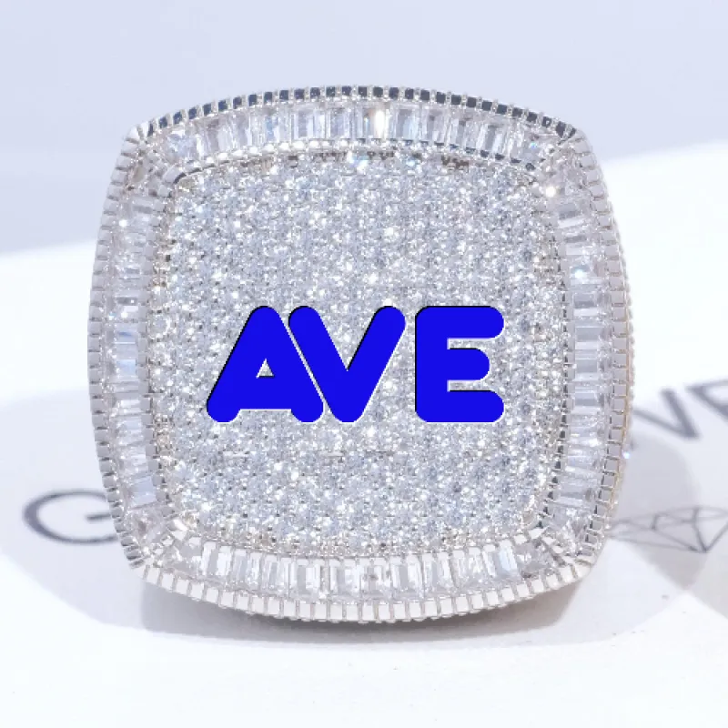 CUSTOM LETTER 3D ICED RING sold by The GUU Shop