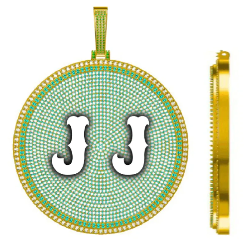 CUSTOM LETTER NECKLACE 3D BIG DISC sold by The GUU Shop