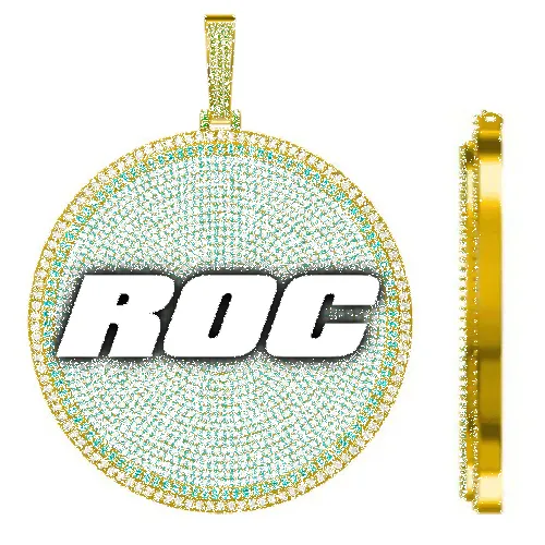 CUSTOM LETTER NECKLACE 3D BIG DISC sold by The GUU Shop