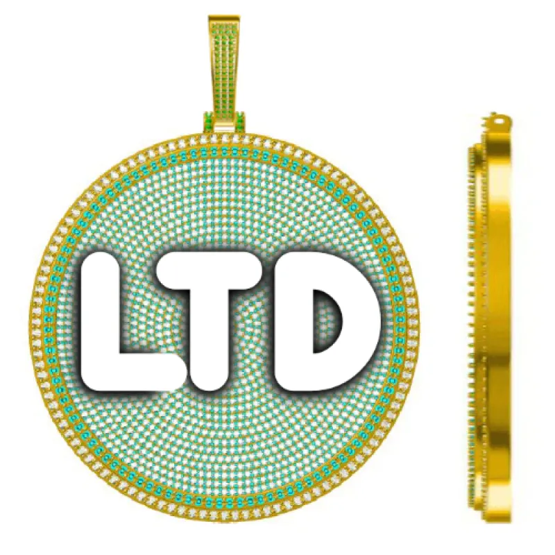 CUSTOM LETTER NECKLACE 3D BIG DISC sold by The GUU Shop