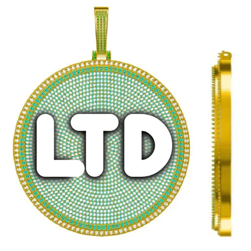 CUSTOM LETTER NECKLACE 3D BIG DISC sold by The GUU Shop