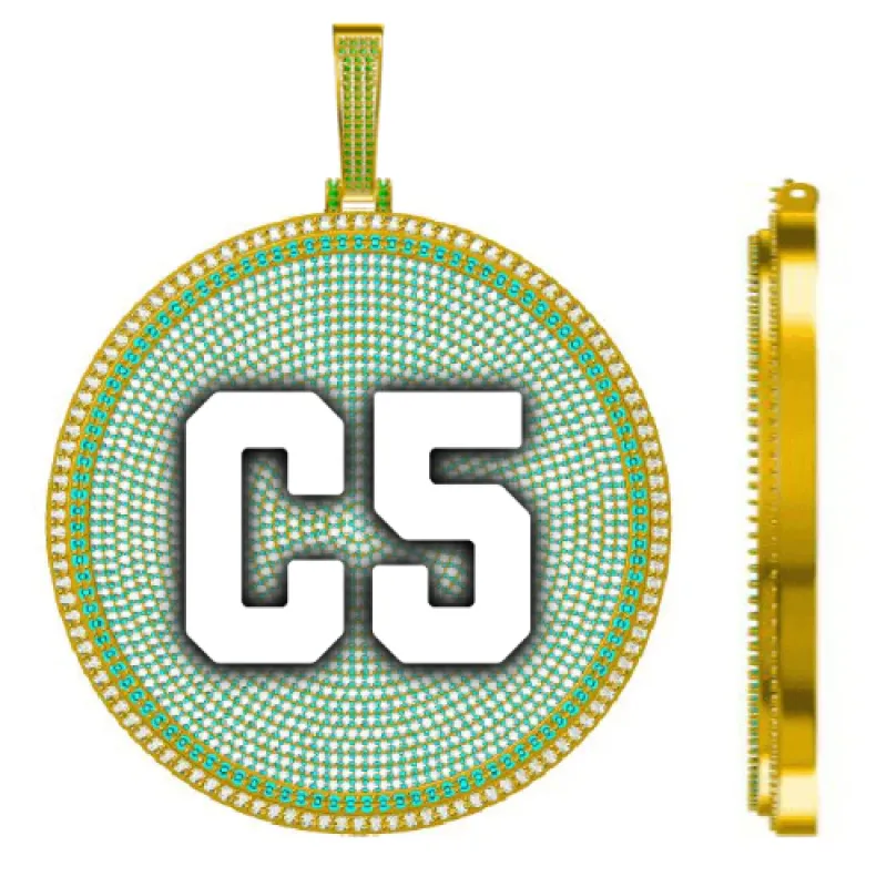 CUSTOM LETTER NECKLACE 3D BIG DISC sold by The GUU Shop