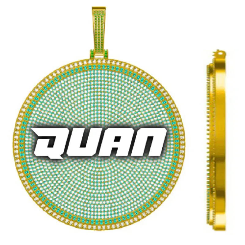 CUSTOM LETTER NECKLACE 3D BIG DISC sold by The GUU Shop