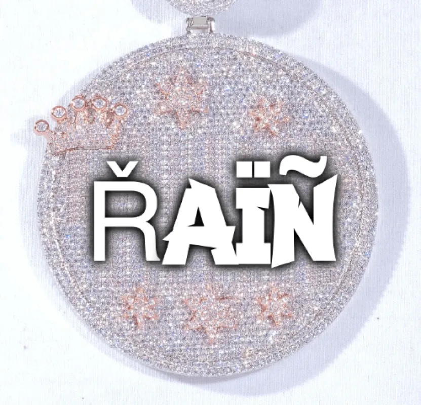 CUSTOM LETTER NECKLACE 3D BIG CROWN DISC sold by The GUU Shop